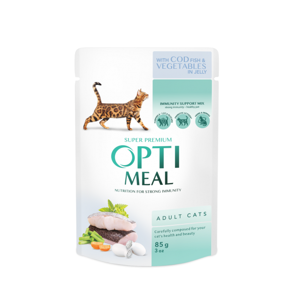 OPTIMEAL™ Superpremium kapsička pro kočky s treskou a zeleninou v želé 85 g (0801) - Kliknutím zobrazíte detail obrázku.