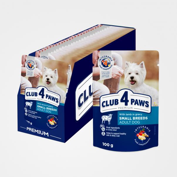 СLUB4PAWS Premium Kapsička pro psy malých plemen s jehněčím masem v omáčce 24x100g  (0687) - Kliknutím zobrazíte detail obrázku.