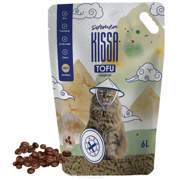 SUOMEN KISSA TOFU Podestýlka pro kočky s vůní kávy 6L / 2,5KG (2585) - Kliknutím zobrazíte detail obrázku.