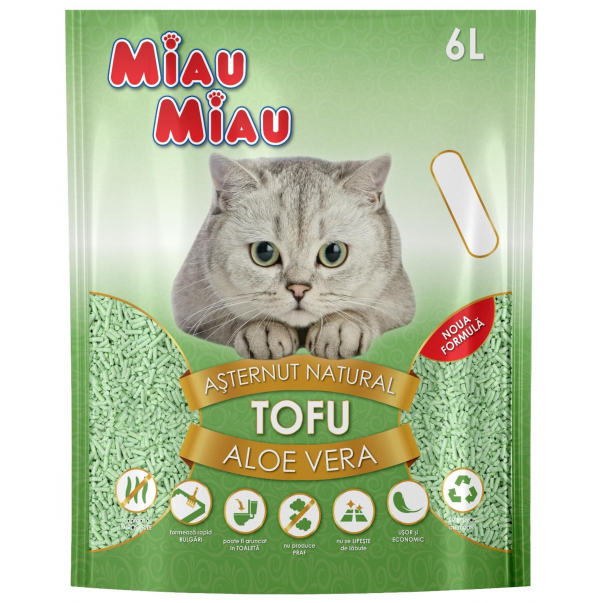 TOFU Cat Litter MIAU MIAU Aloe Vera 6L (3454) - Kliknutím zobrazíte detail obrázku.