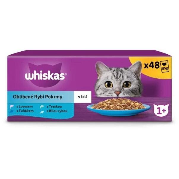 Whiskas kapsičky Oblíbené rybí pokrmy v želé pro dospělé kočky 48× 85 g - Kliknutím zobrazíte detail obrázku.