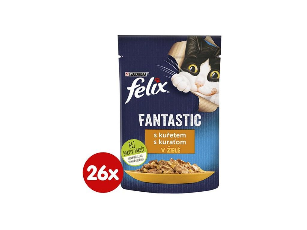 FELIX Fantastic cat kuře želé 26 x 85 g - Kliknutím zobrazíte detail obrázku.